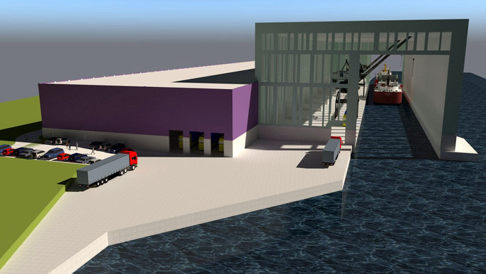 Visualization of the All Weather Terminal to be erected in the Port of Ghent (photo: Euroports)